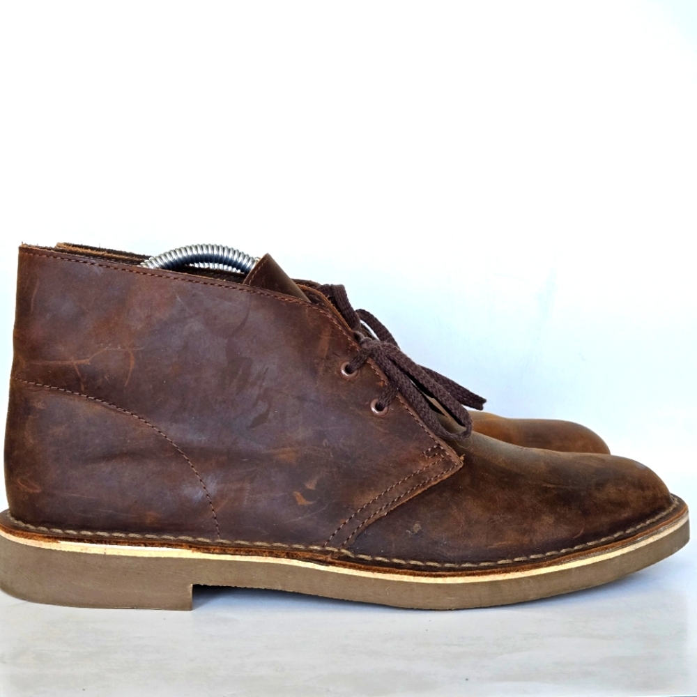 Clarks Mens Size 9.5 Wide Chukka Desert Boots Brown Leather Boot 2 Eye 15522